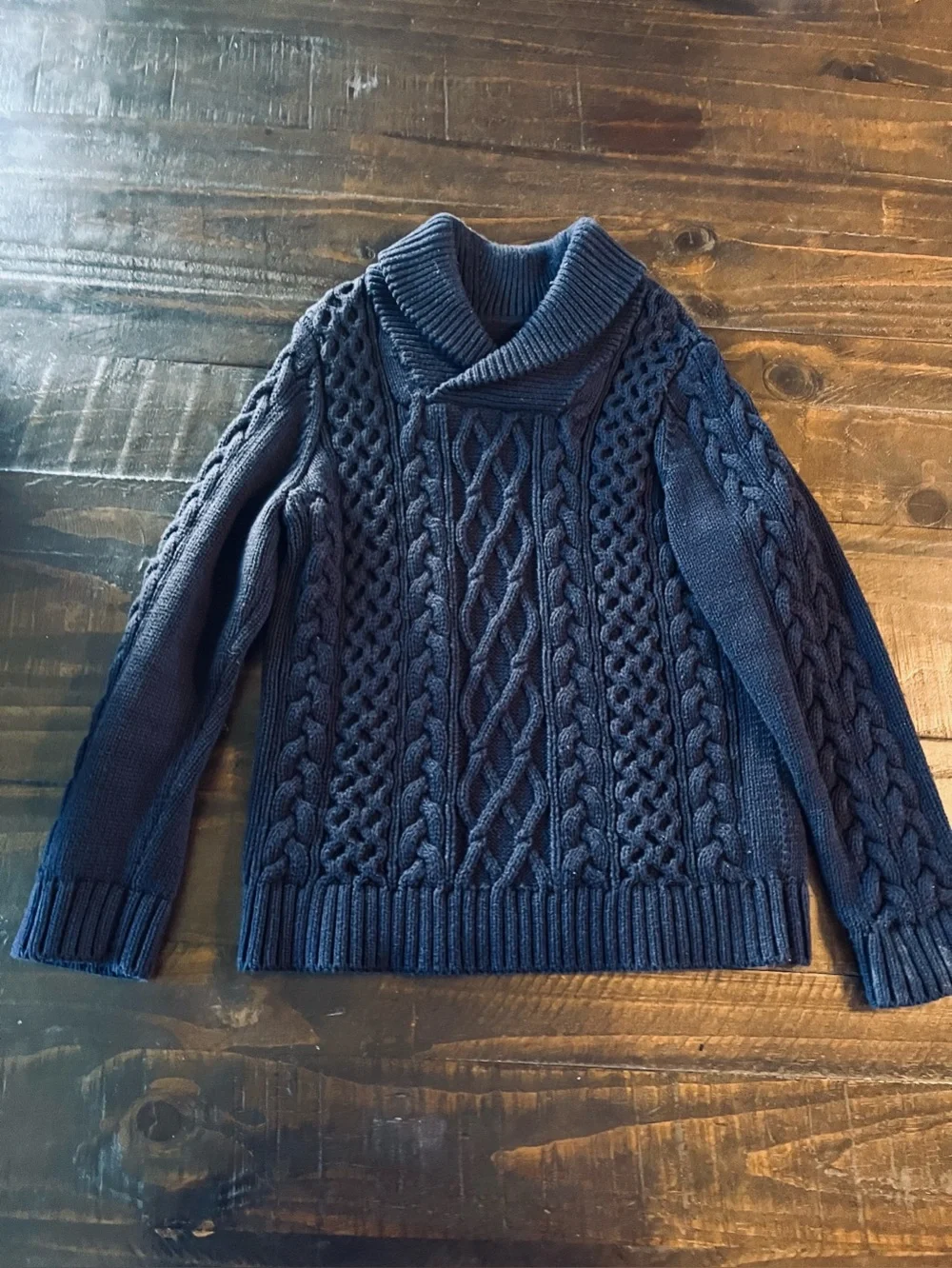 Gap Navy Cable-Knit Shawl Collar Sweater 5YEARS